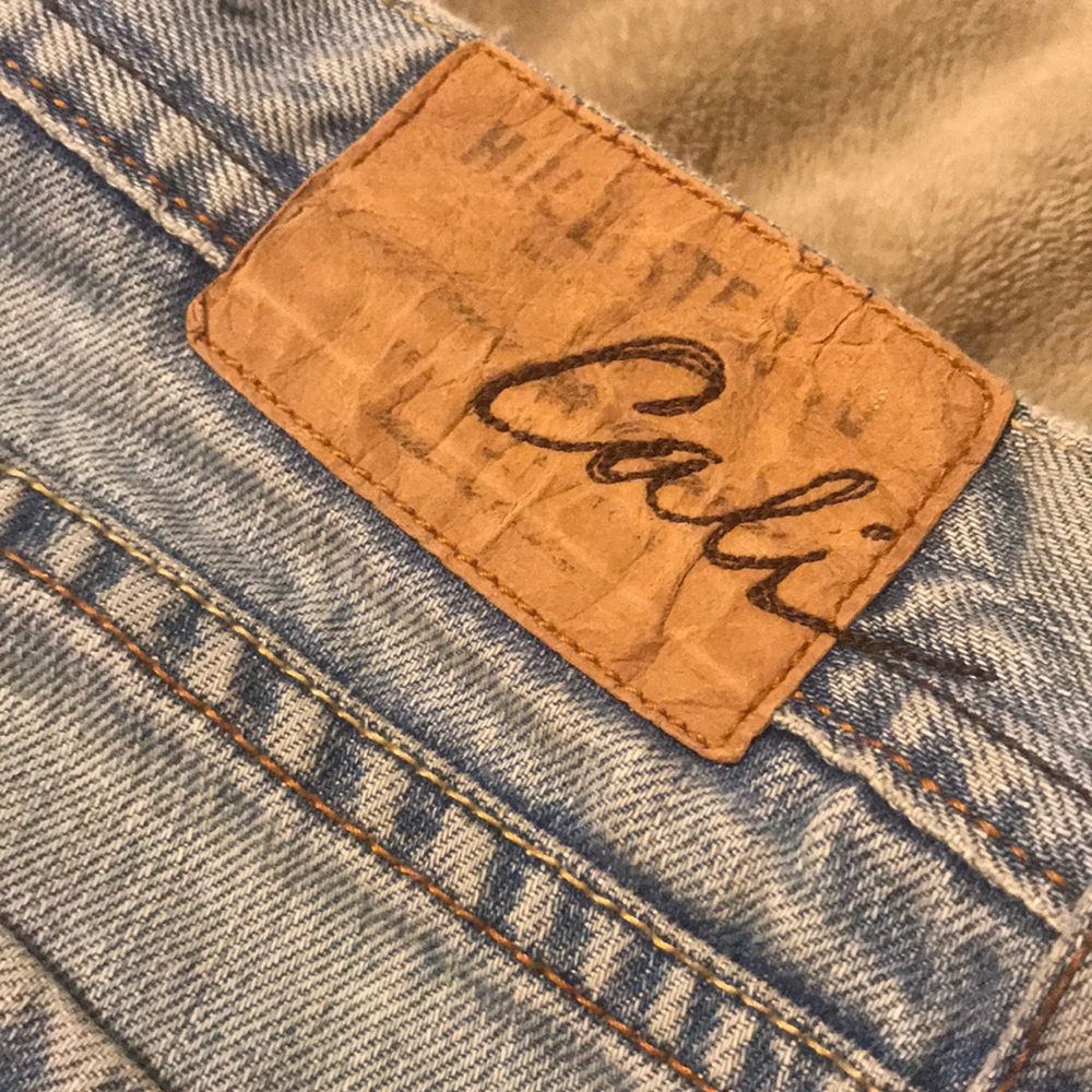 Distressed bootleg jeans